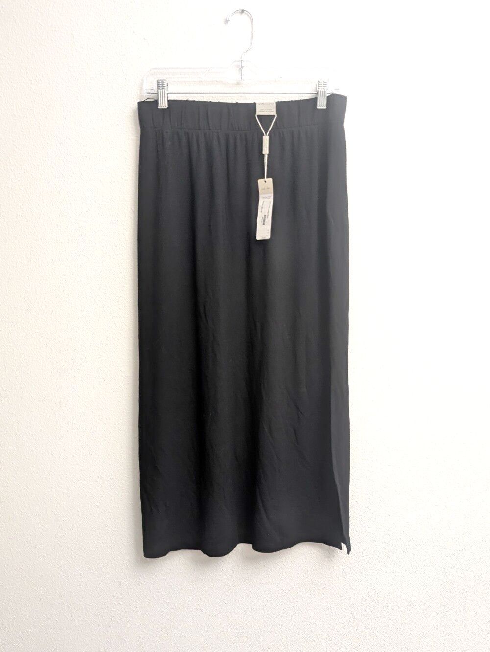 Charlie Paige Women's Black Maxi Skirt Elastic Waist Side Slit Stretch Medium